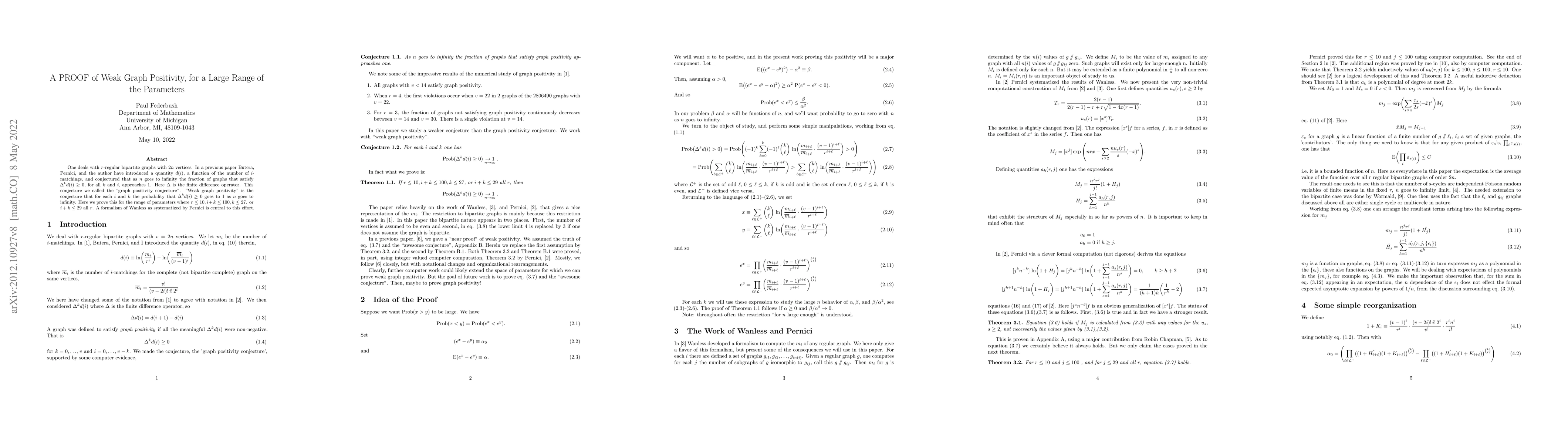 Thumbnail for A PROOF of Weak Graph Positivity, for a Large Range of the Parameters