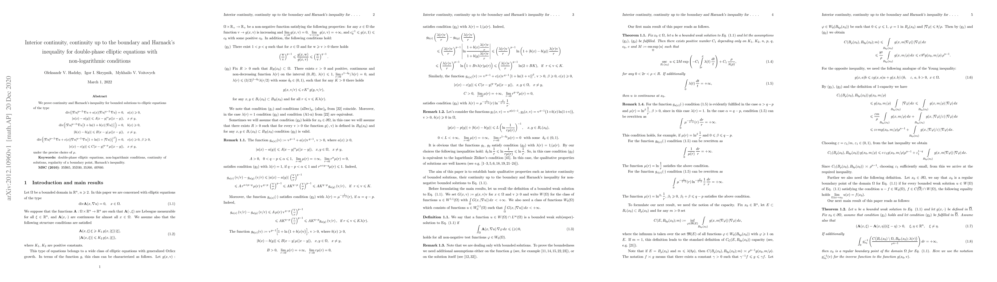 Thumbnail for Interior continuity, continuity up to the boundary and Harnack's
  inequality for double-phase elliptic equations with non-logarithmic
  conditions