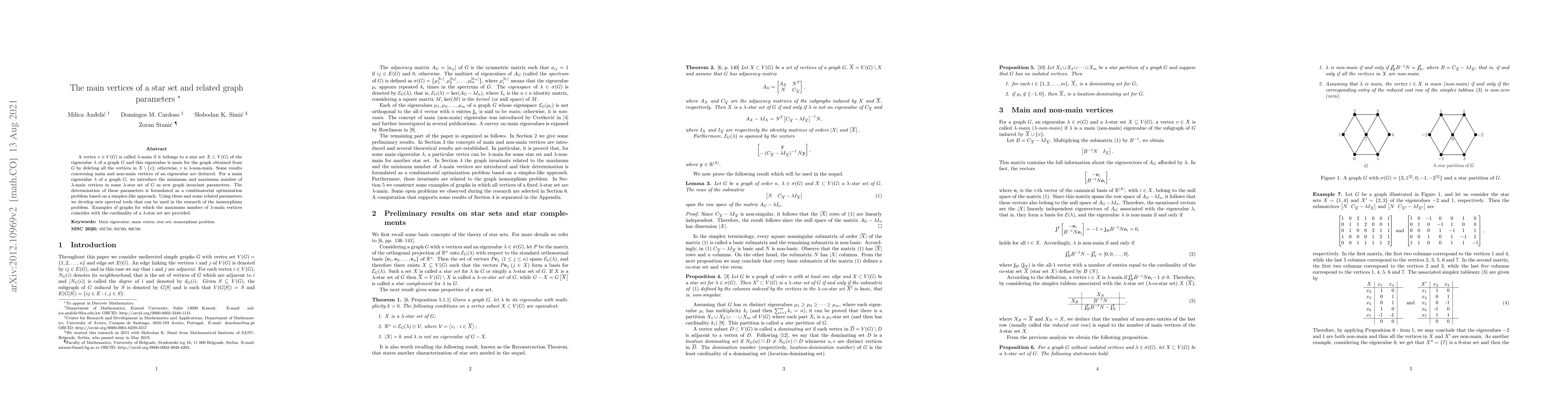 Thumbnail for The main vertices of a star set and related graph parameters