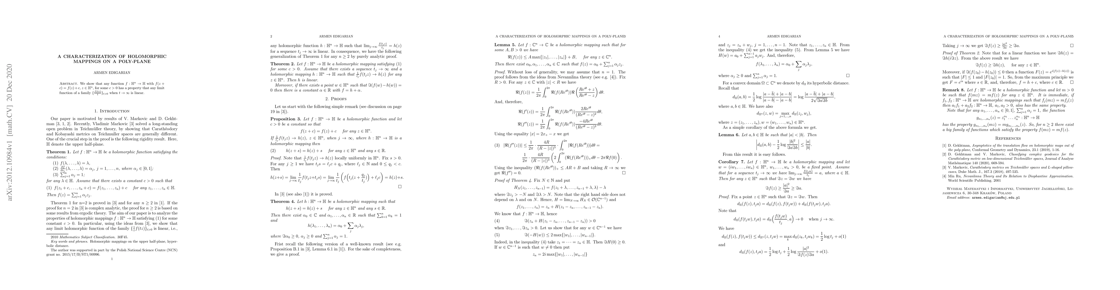 Thumbnail for A characterization of holomorphic mappings on a poly-plane
