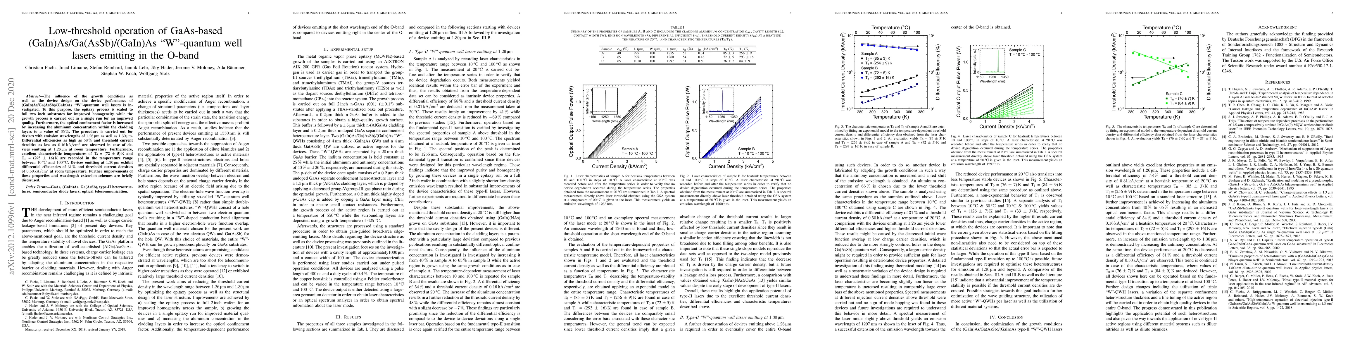 Thumbnail for Low-threshold operation of GaAs-based (GaIn)As/Ga(AsSb)/(GaIn)As
  W-quantum well lasers emitting in the O-band