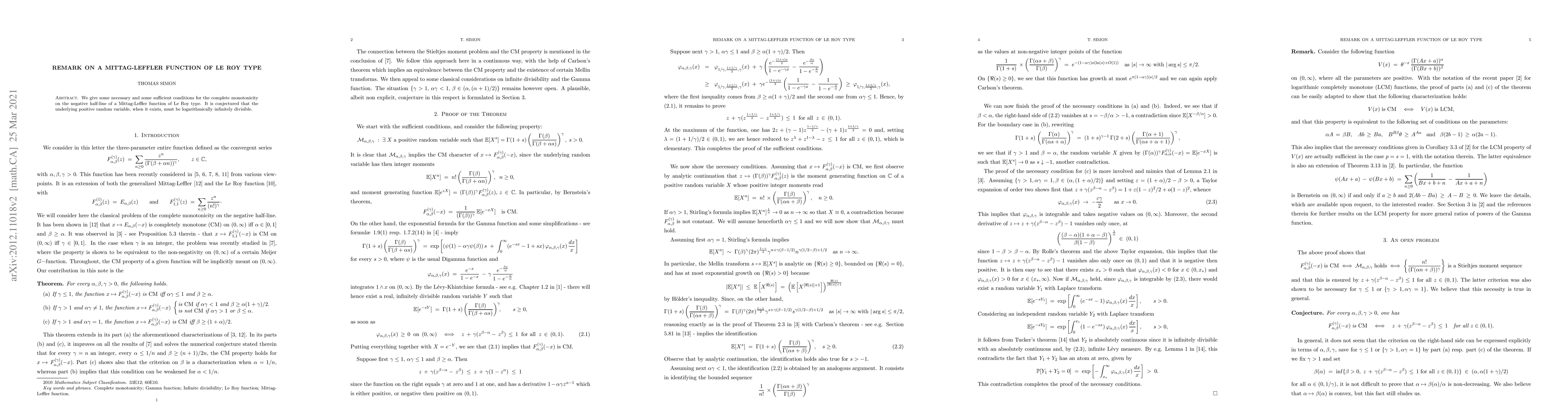 Thumbnail for Remark on a Mittag-Leffler function of Le Roy type