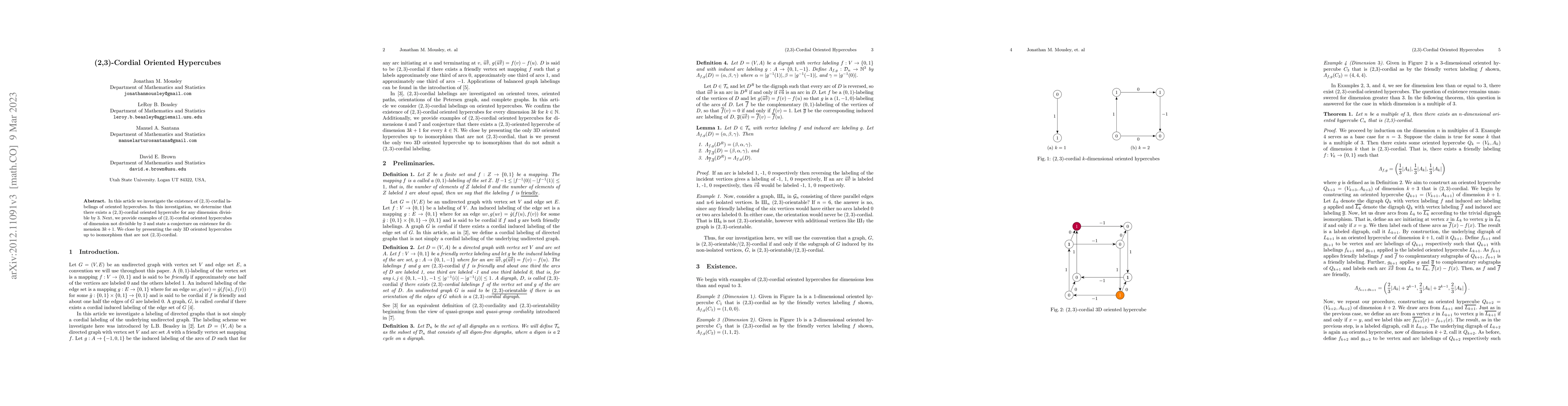 Thumbnail for (2,3)-Cordial Oriented Hypercubes