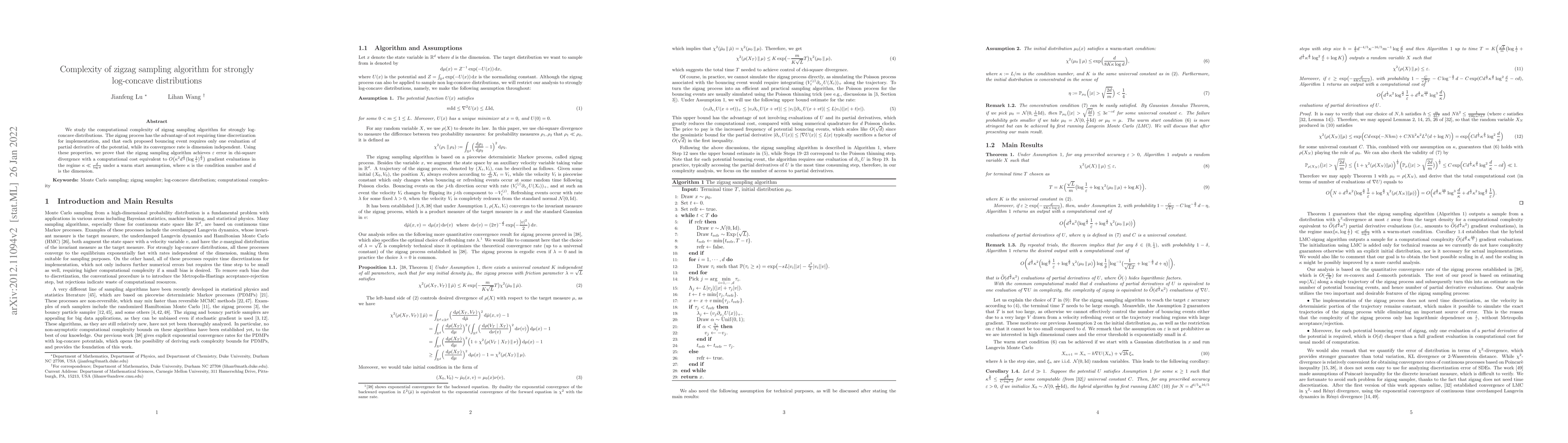 Thumbnail for Complexity of zigzag sampling algorithm for strongly log-concave
  distributions