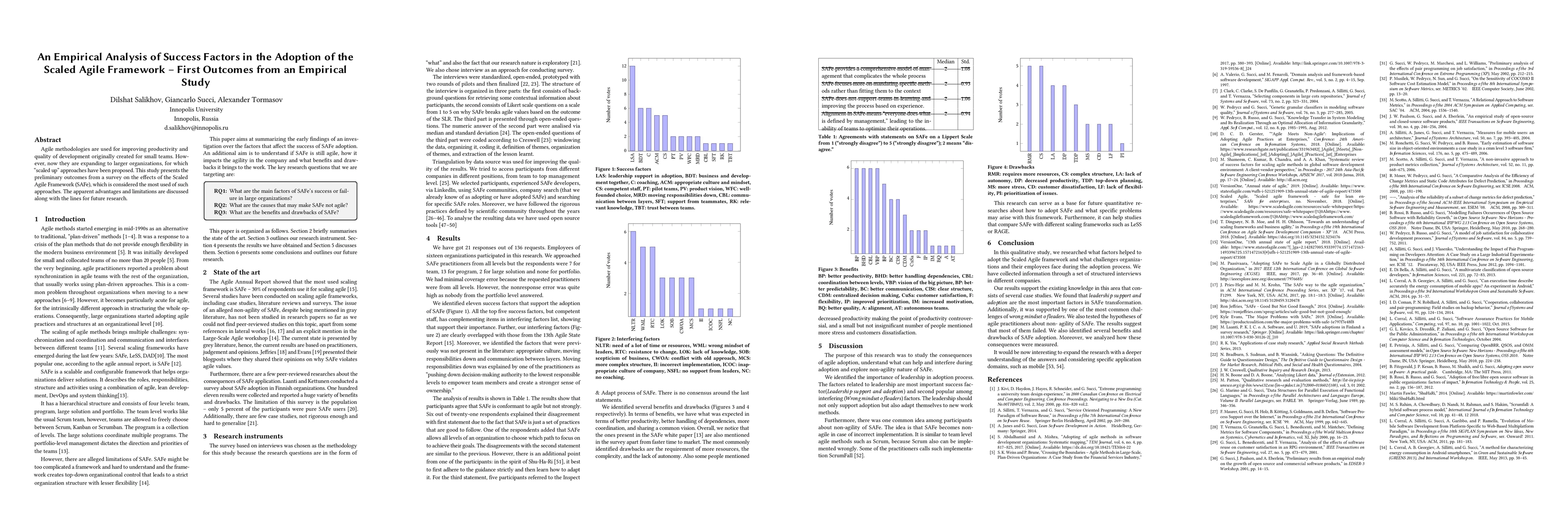 Thumbnail for An empirical analysis of success factors in the adaption of the scaled
  agile framework -- first outcomes from an empirical study