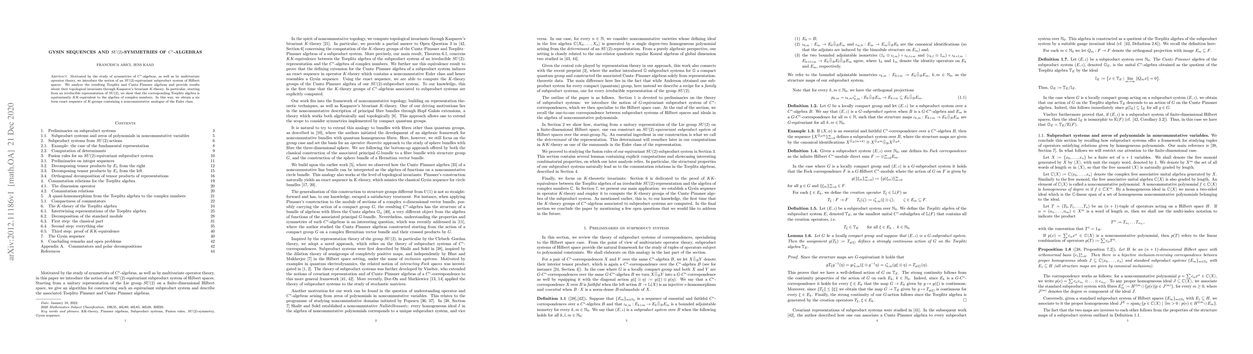 Thumbnail for Gysin sequences and SU(2)-symmetries of C*-algebras