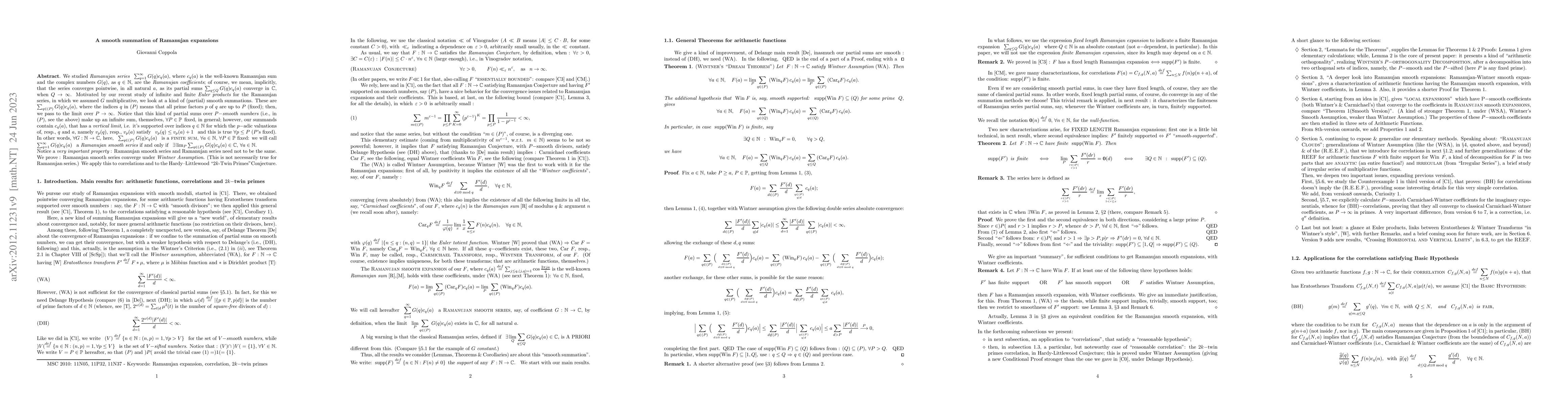 Thumbnail for A smooth summation of Ramanujan expansions