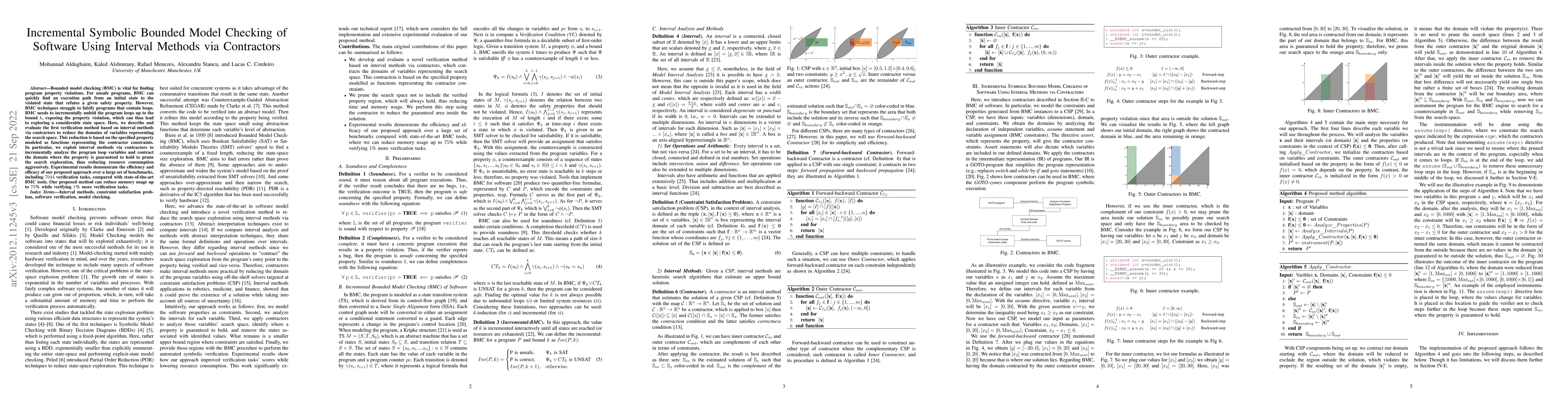 Thumbnail for Incremental Symbolic Bounded Model Checking of Software Using Interval
  Methods via Contractors