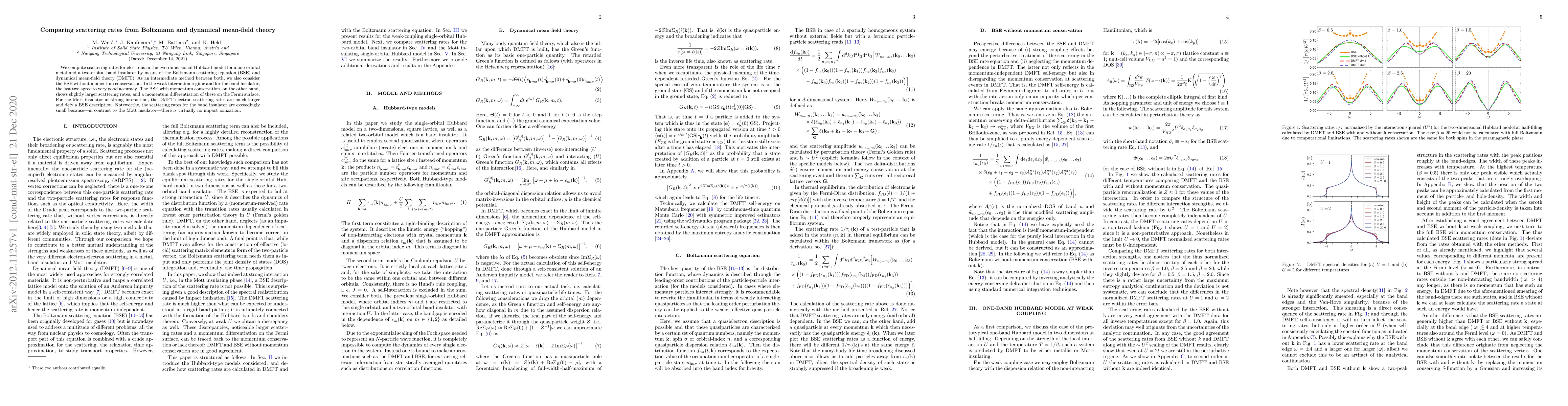 Thumbnail for Comparing scattering rates from Boltzmann and dynamical mean-field
  theory