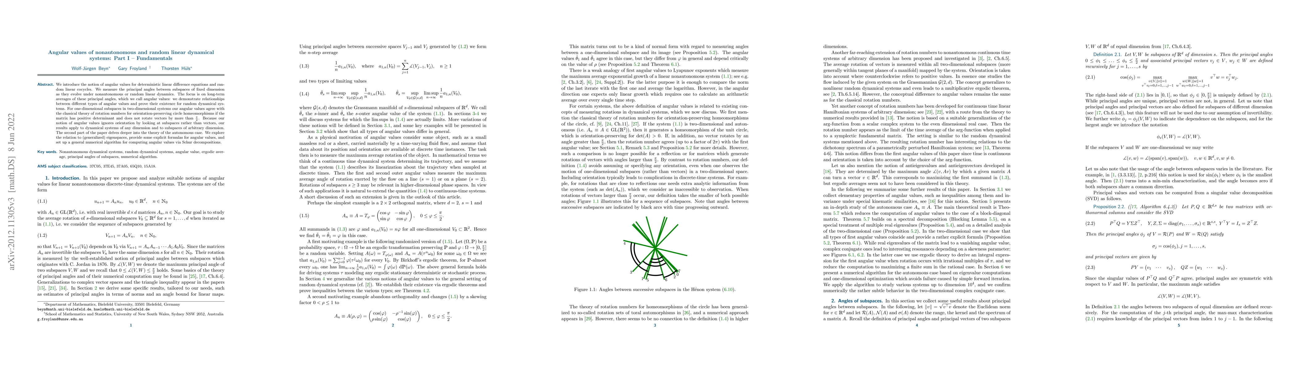 Thumbnail for Angular values of nonautonomous and random linear dynamical systems:
  Part I -- Fundamentals