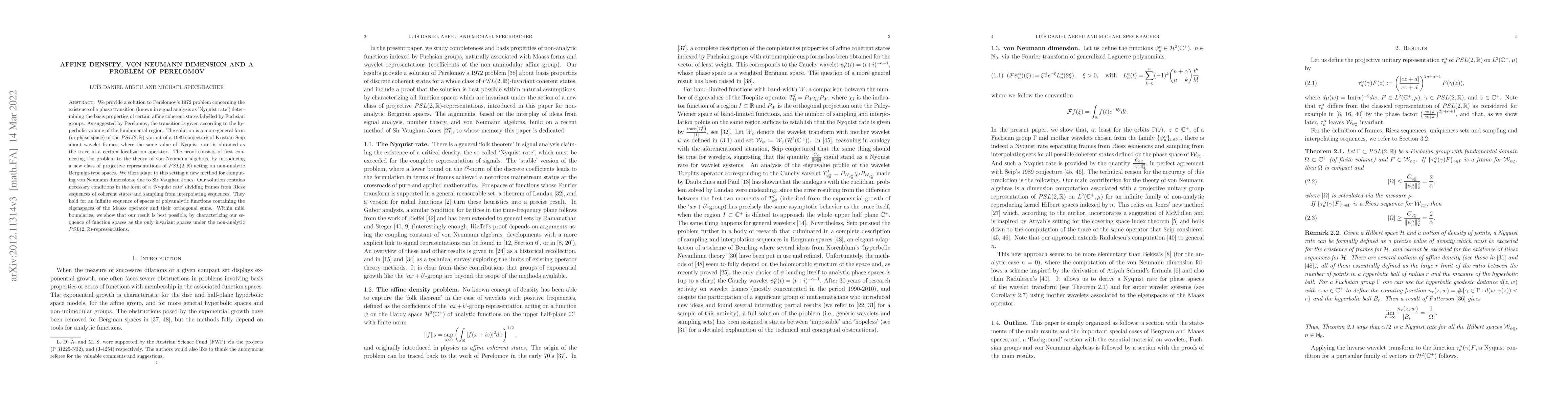 Thumbnail for Affine density, von Neumann dimension and a problem of Perelomov