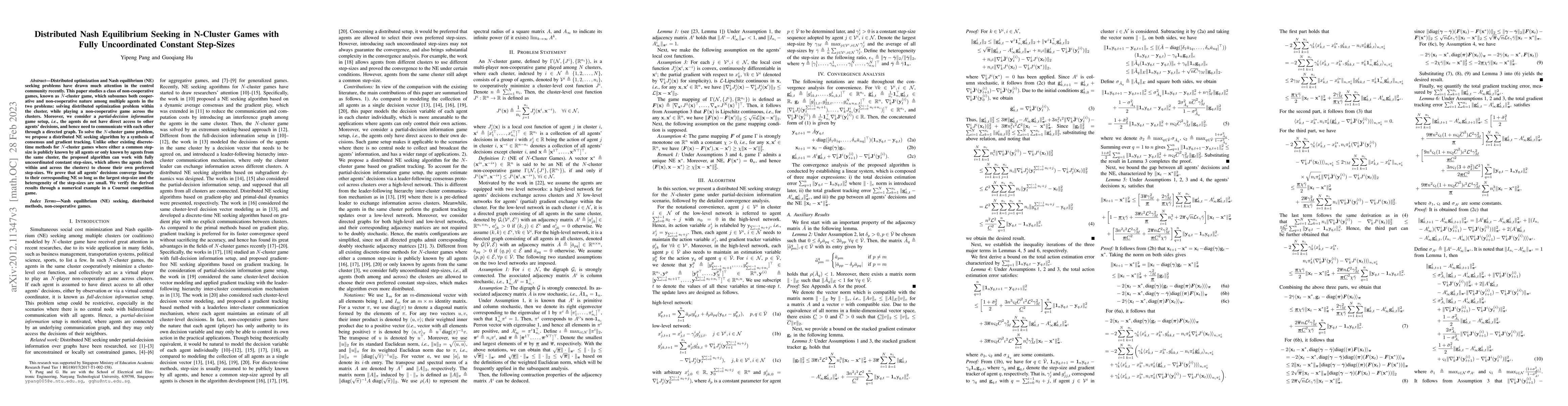 Thumbnail for Distributed Nash Equilibrium Seeking in N-Cluster Games with Fully
  Uncoordinated Constant Step-Sizes