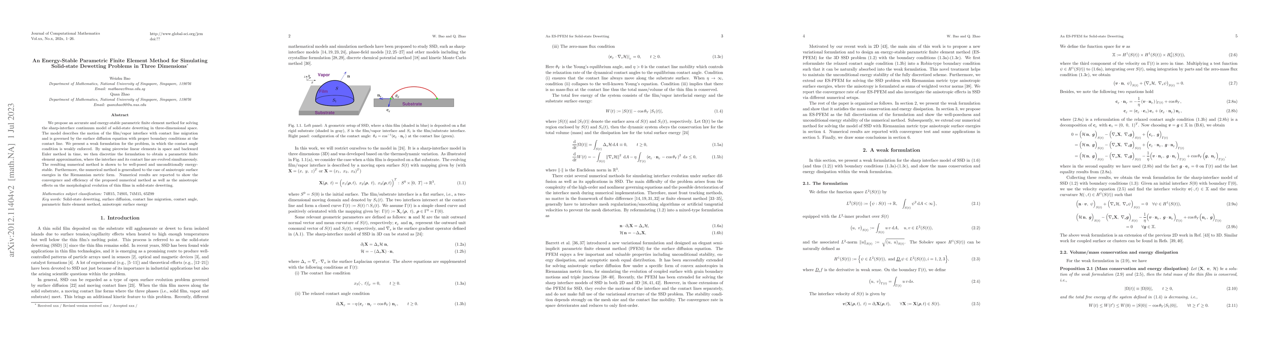 Thumbnail for An Energy-Stable Parametric Finite Element Method for Simulating
  Solid-state Dewetting Problems in Three Dimensions