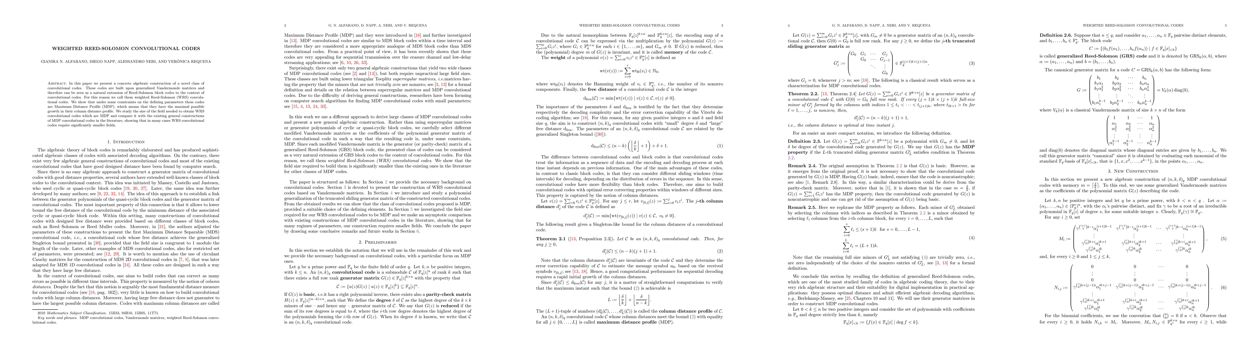 Thumbnail for Weighted Reed-Solomon convolutional codes