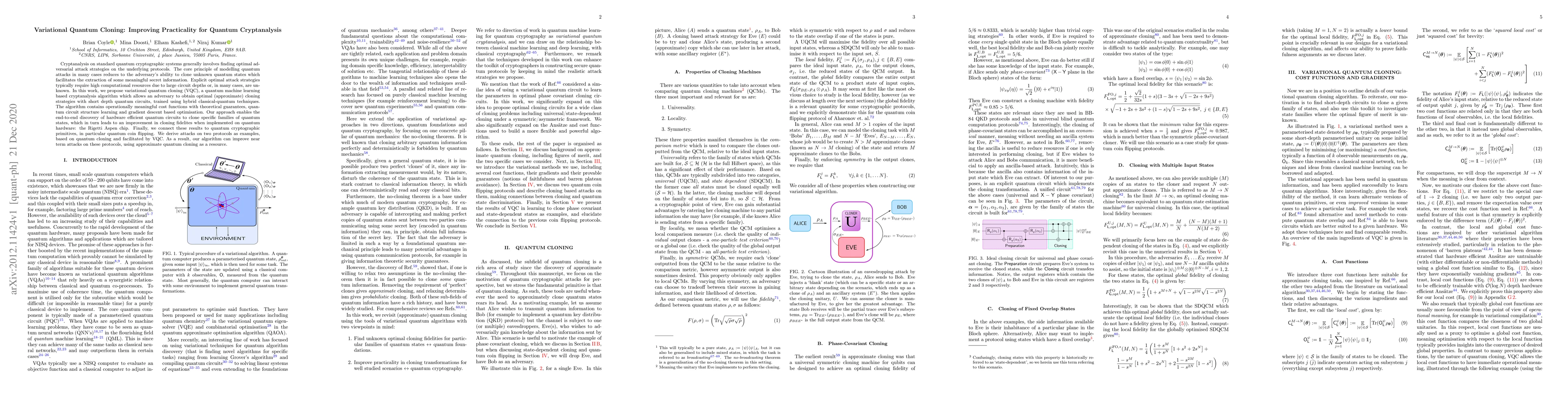 Thumbnail for Variational Quantum Cloning: Improving Practicality for Quantum
  Cryptanalysis