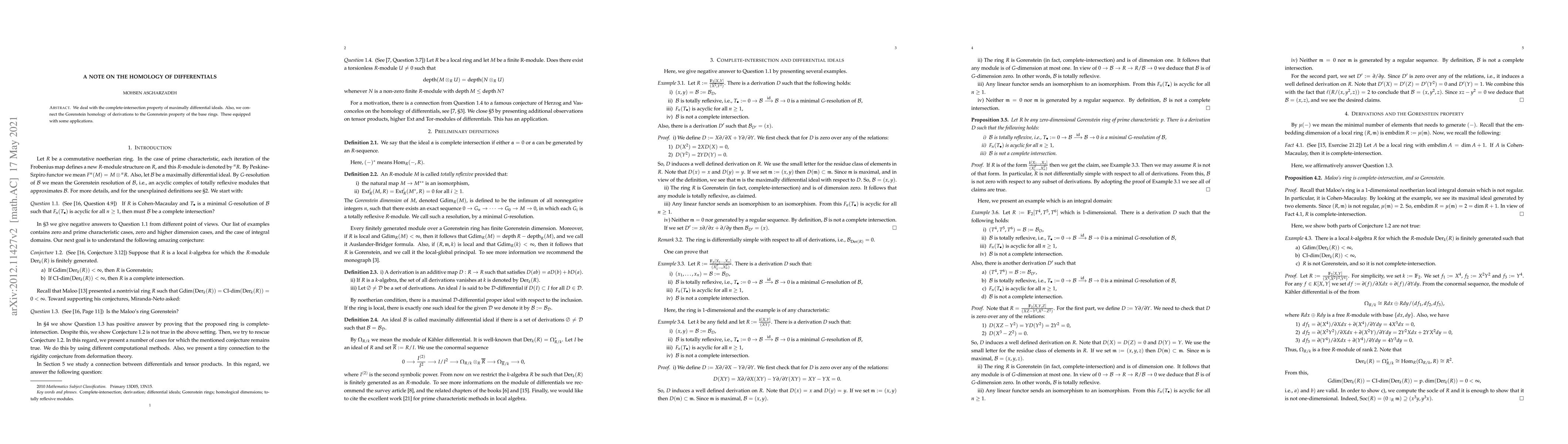 Thumbnail for A note on the homology of differentials
