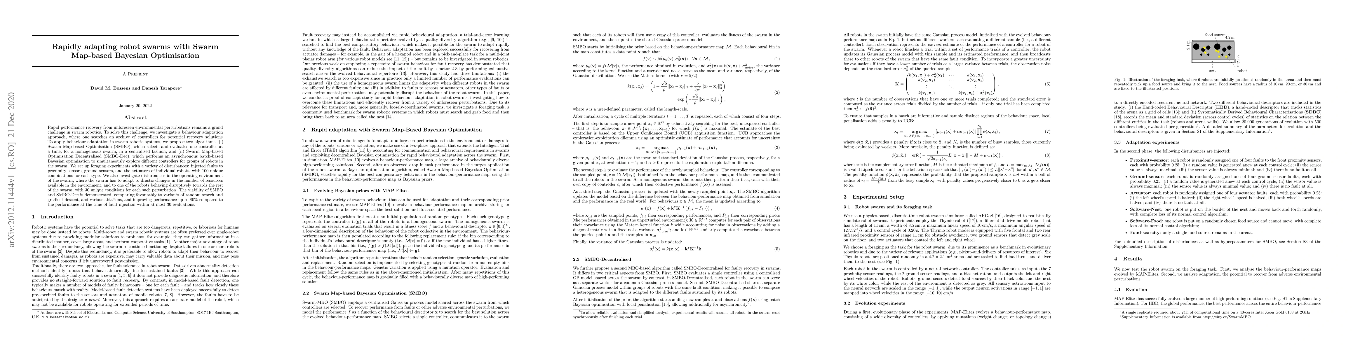 Thumbnail for Rapidly adapting robot swarms with Swarm Map-based Bayesian Optimisation