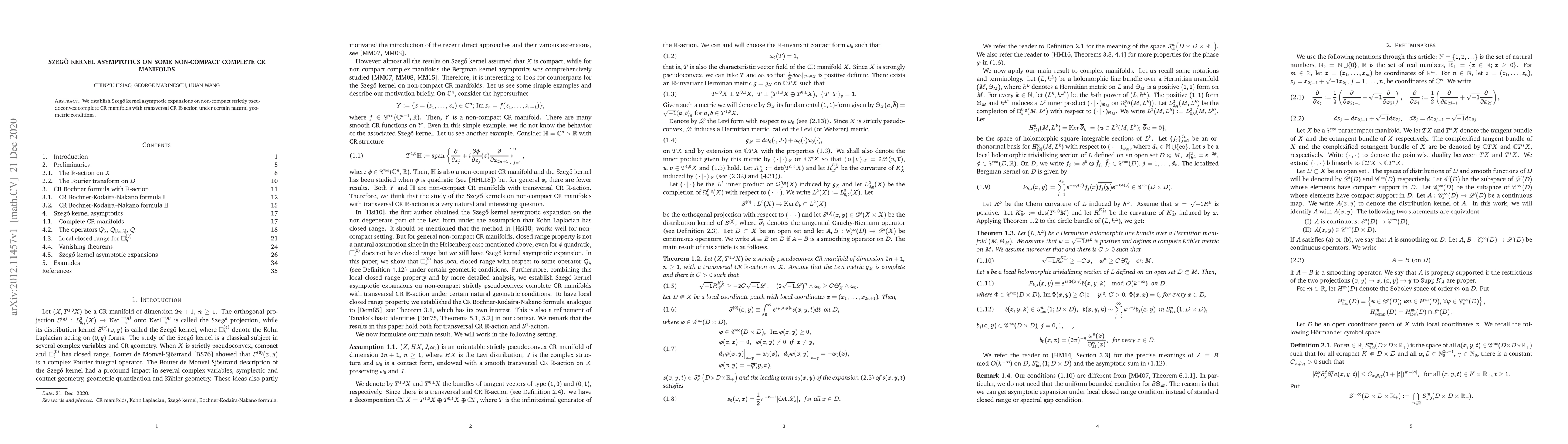 Thumbnail for Szeg\H{o} kernel asymptotics on some non-compact complete CR manifolds