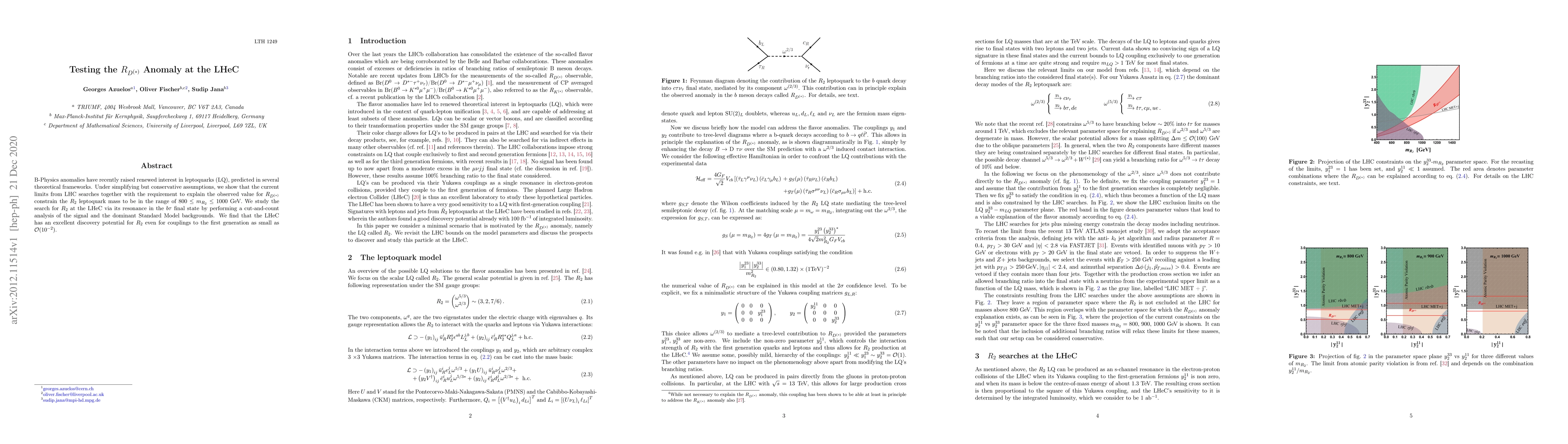 Thumbnail for Testing the $R_{D^{(*)}}$ Anomaly at the LHeC