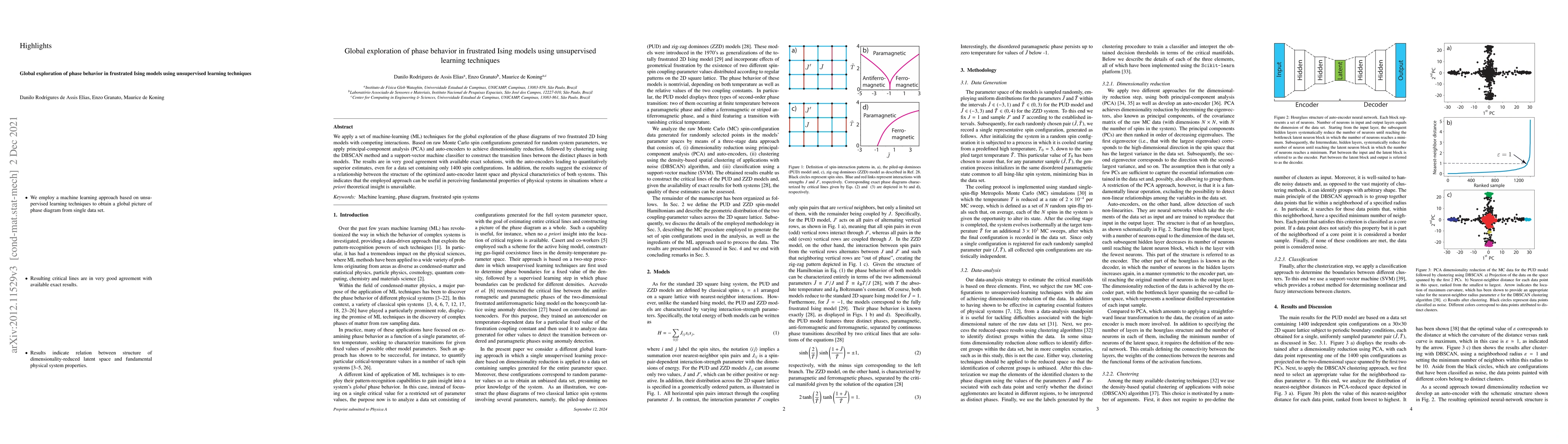 Thumbnail for Global exploration of phase behavior in frustrated Ising models using
  unsupervised learning techniques