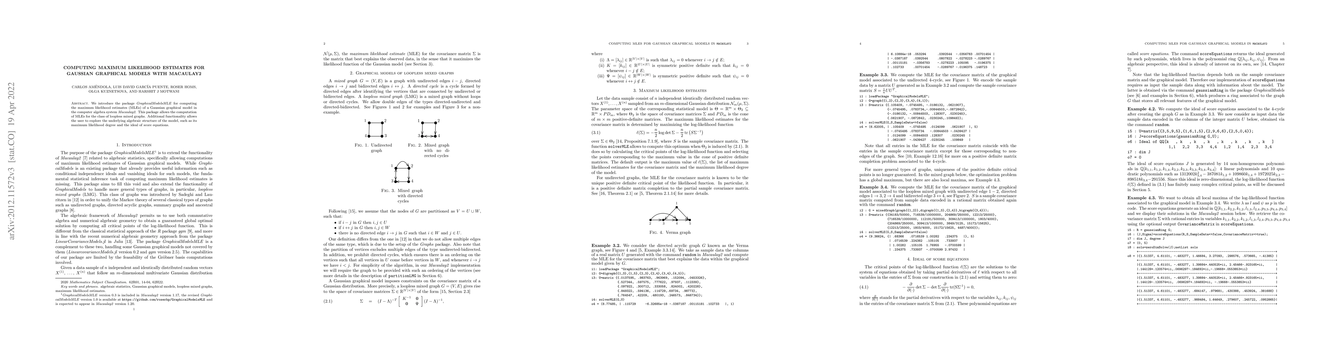 Thumbnail for Computing Maximum Likelihood Estimates for Gaussian Graphical Models
  with Macaulay2