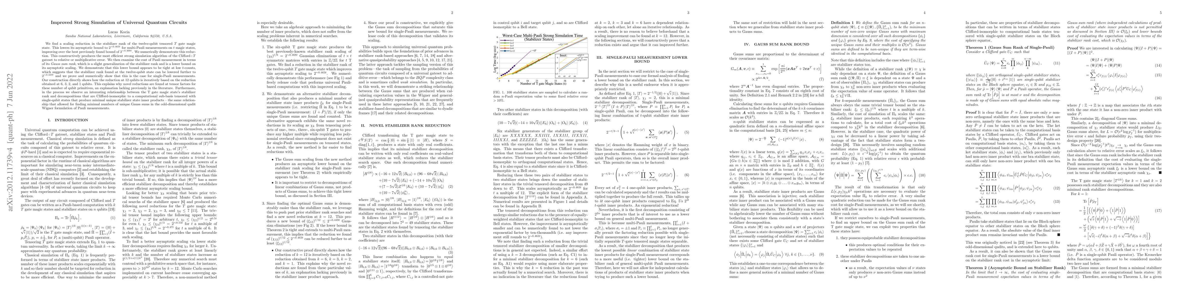 Thumbnail for Improved Strong Simulation of Universal Quantum Circuits