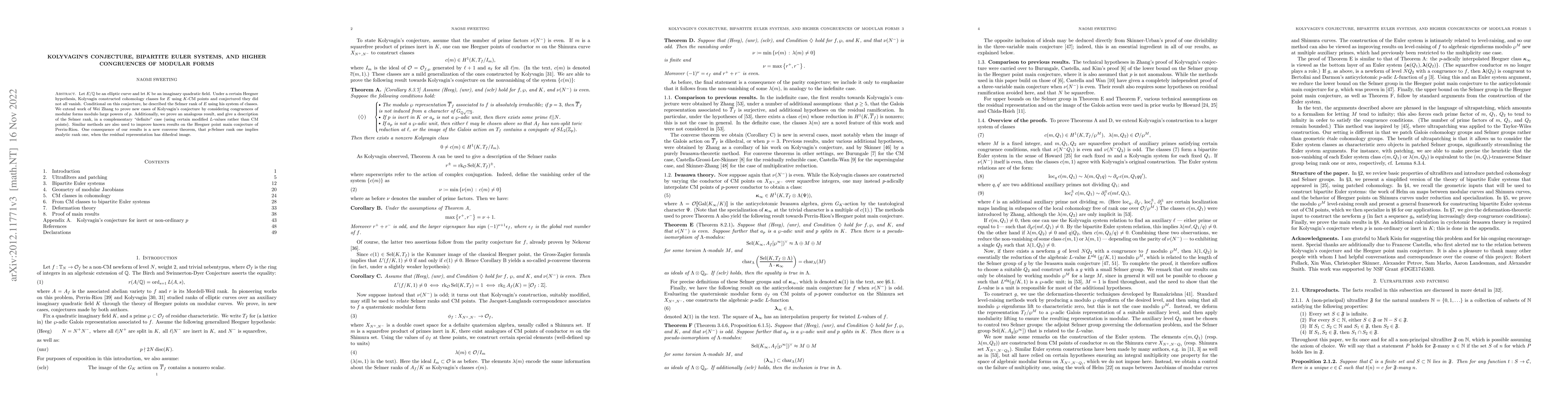 Thumbnail for Kolyvagin's Conjecture and patched Euler systems in anticyclotomic
  Iwasawa theory