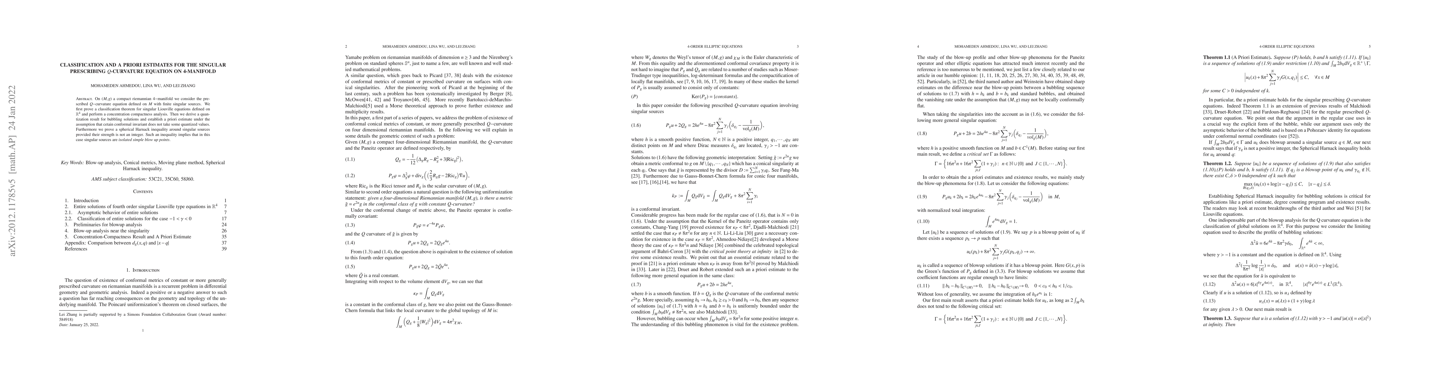 Thumbnail for Classification and a priori estimates for the singular prescribing
  $Q$-curvature equation on 4-manifold