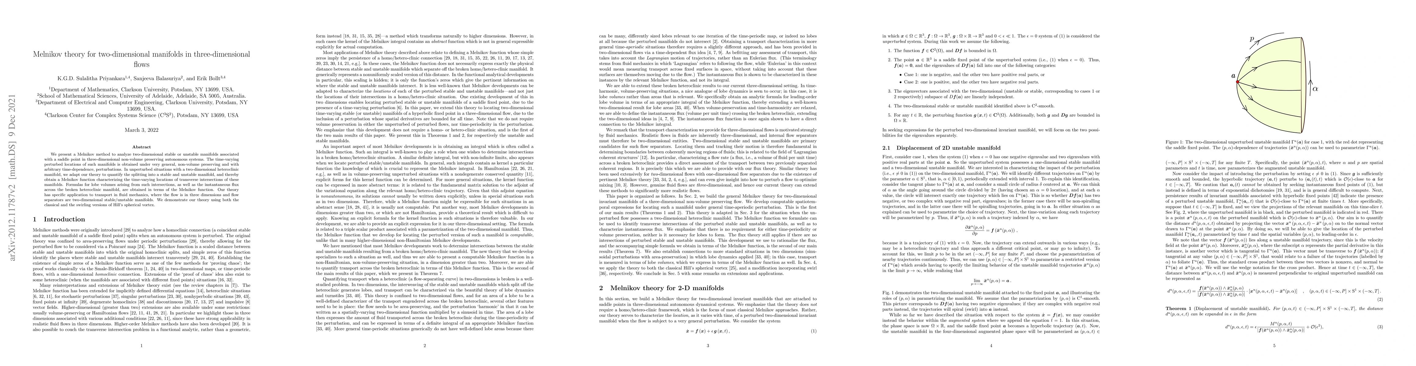 Thumbnail for Melnikov theory for two-dimensional manifolds in three-dimensional flows
