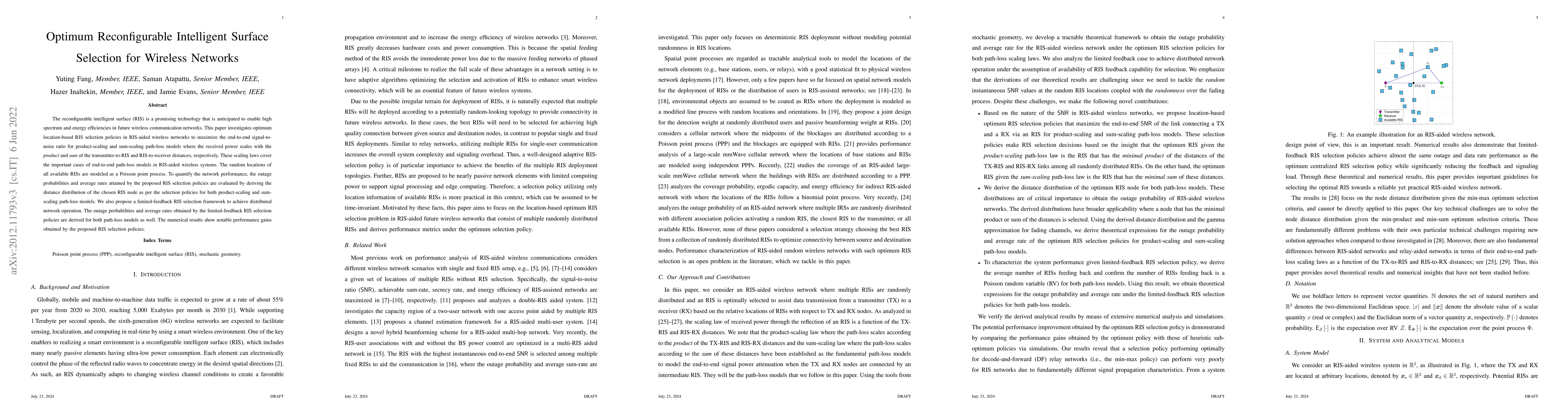 Thumbnail for Optimum Reconfigurable Intelligent Surface Selection for Wireless
  Networks