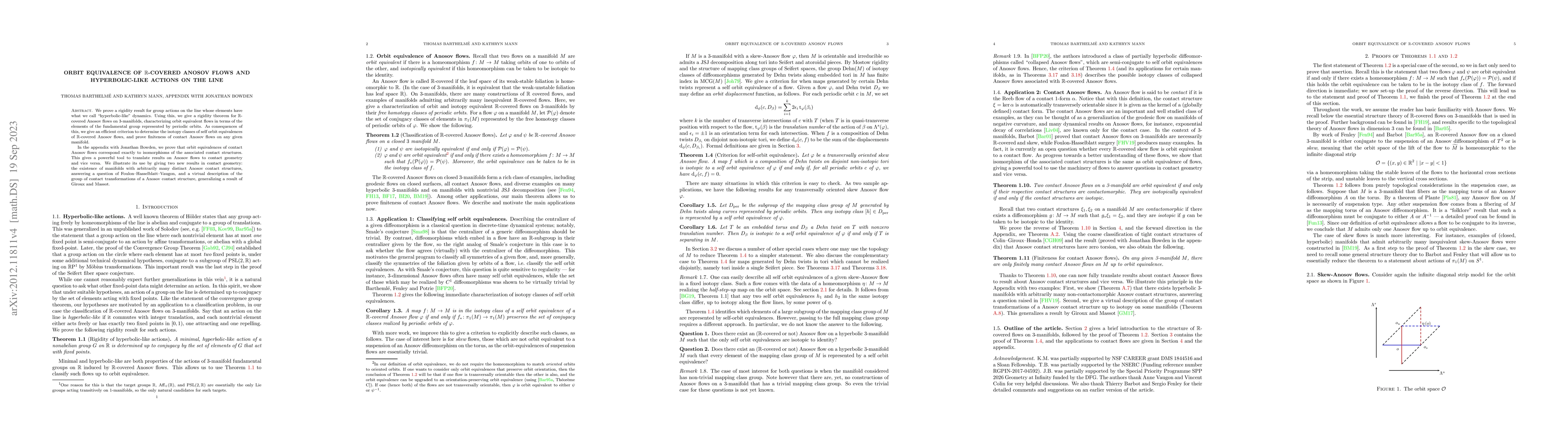 Thumbnail for Orbit equivalences of $\mathbb{R}$-covered Anosov flows and
  hyperbolic-like actions on the line