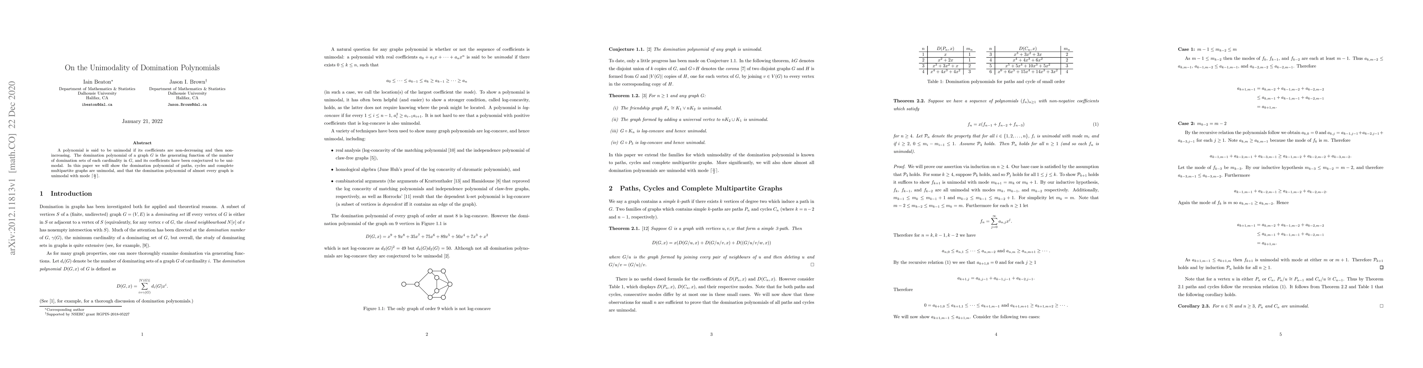 Thumbnail for On the Unimodality of Domination Polynomials