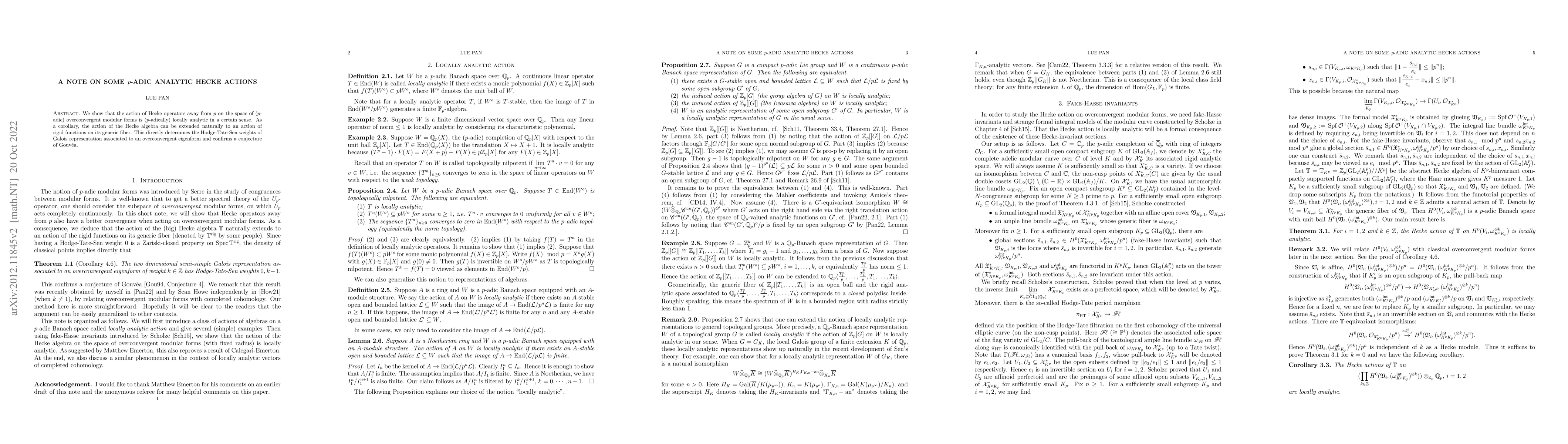 Thumbnail for A note on some $p$-adic analytic Hecke actions