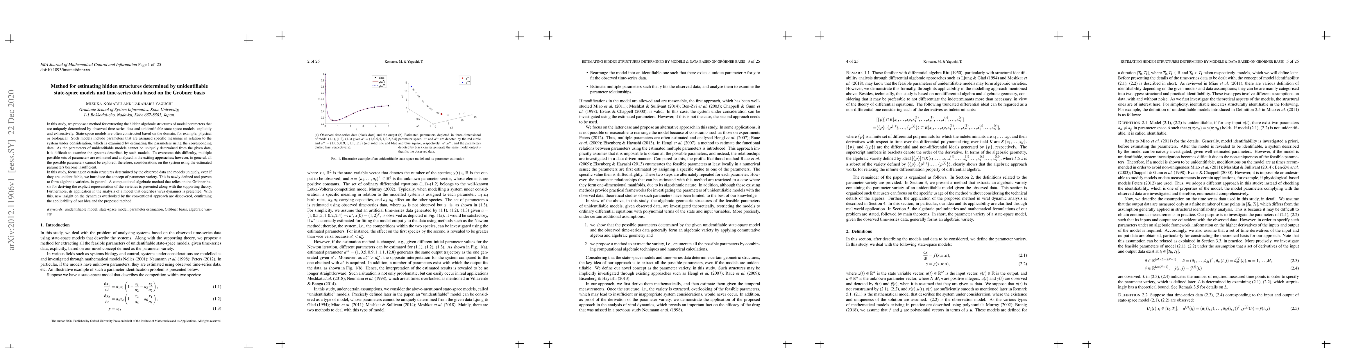 Thumbnail for Method for estimating hidden structures determined by unidentifiable
  state-space models and time-series data based on the Groebner basis