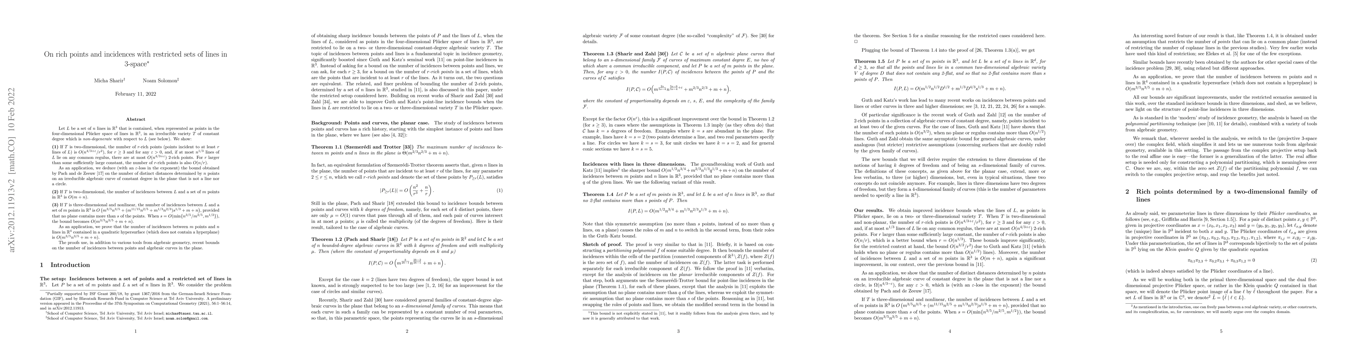 Thumbnail for On rich points and incidences with restricted sets of lines in 3-space