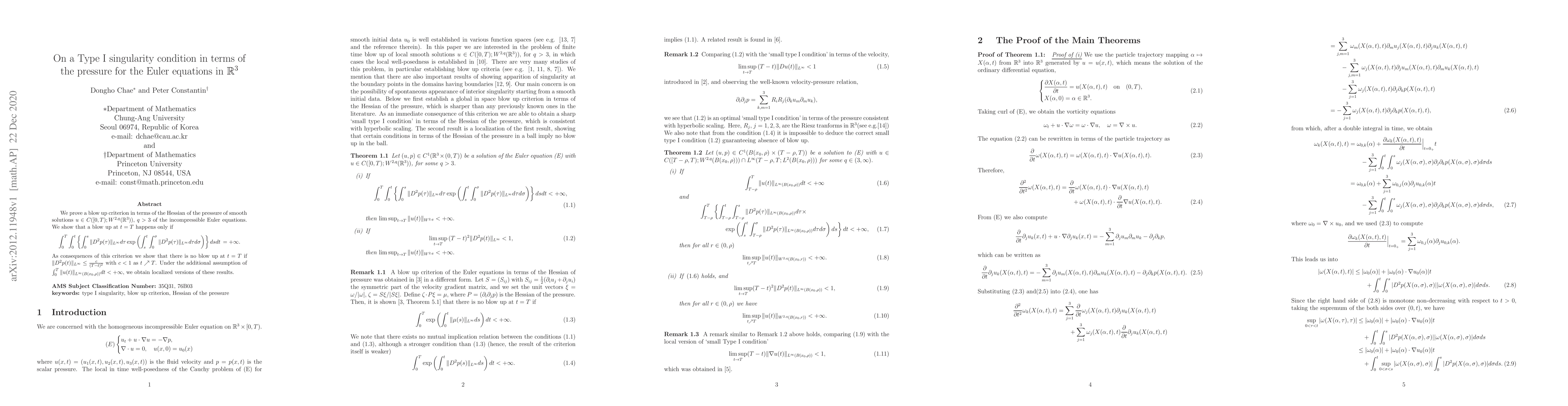 Thumbnail for On a Type I singularity condition in terms of the pressure for the Euler
  equations in $\mathbb R^3$