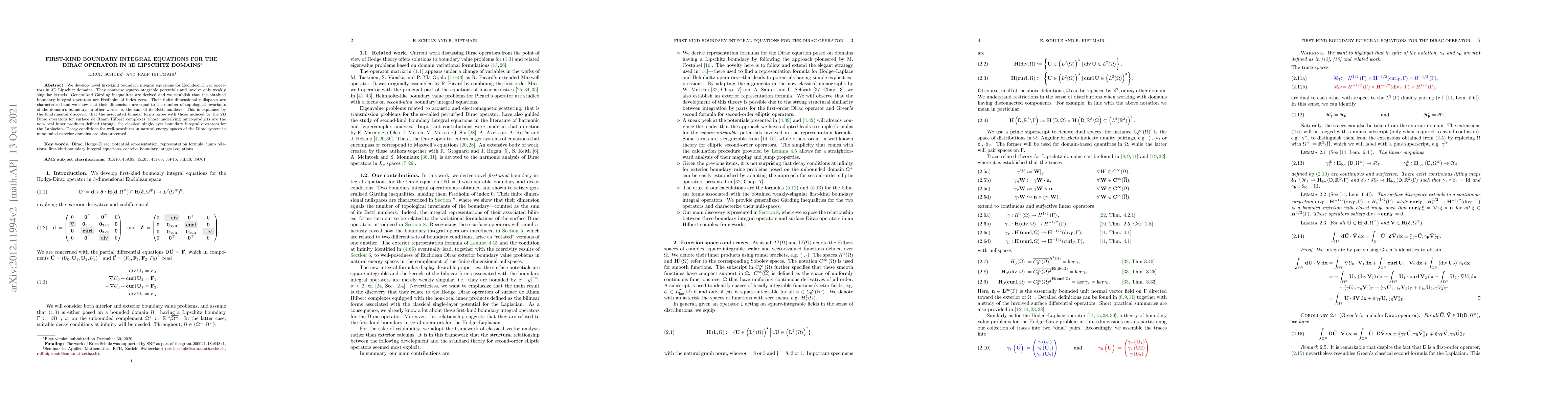 Thumbnail for First-Kind Boundary Integral Equations for the Dirac Operator in 3D
  Lipschitz Domains