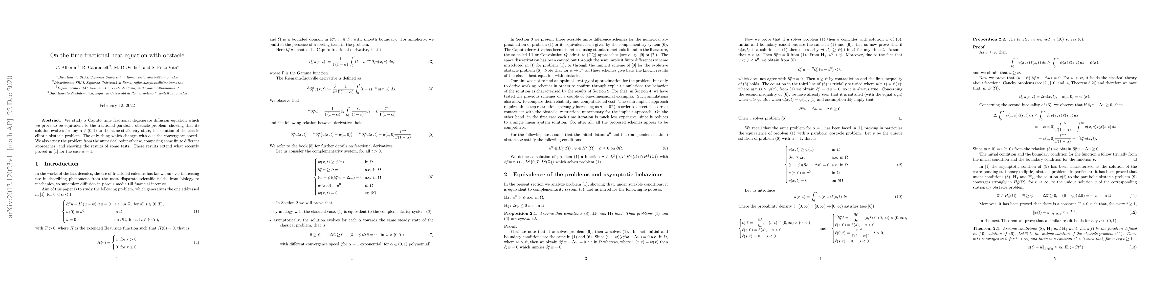 Thumbnail for On the time fractional heat equation with obstacle