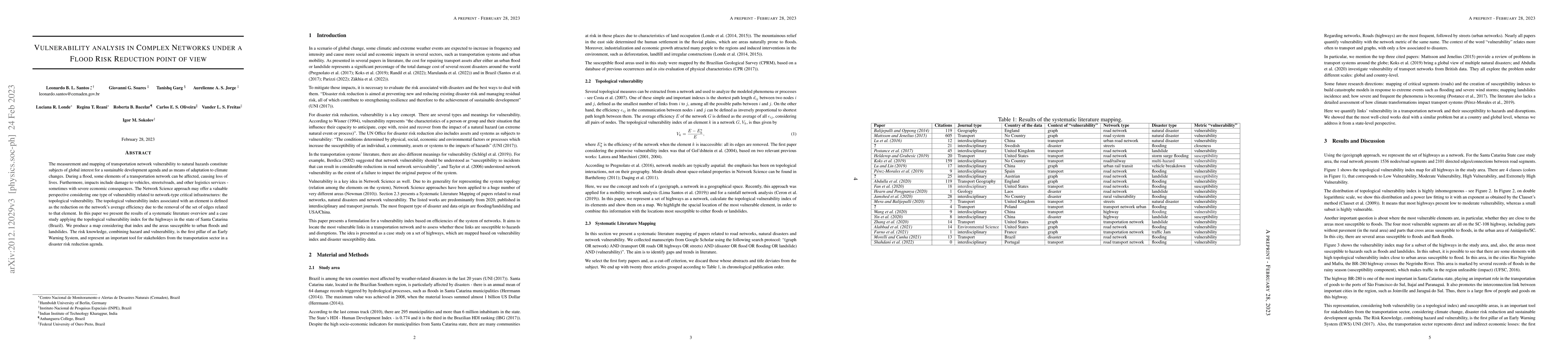 Thumbnail for Vulnerability analysis in Complex Networks under a Flood Risk Reduction
  point of view
