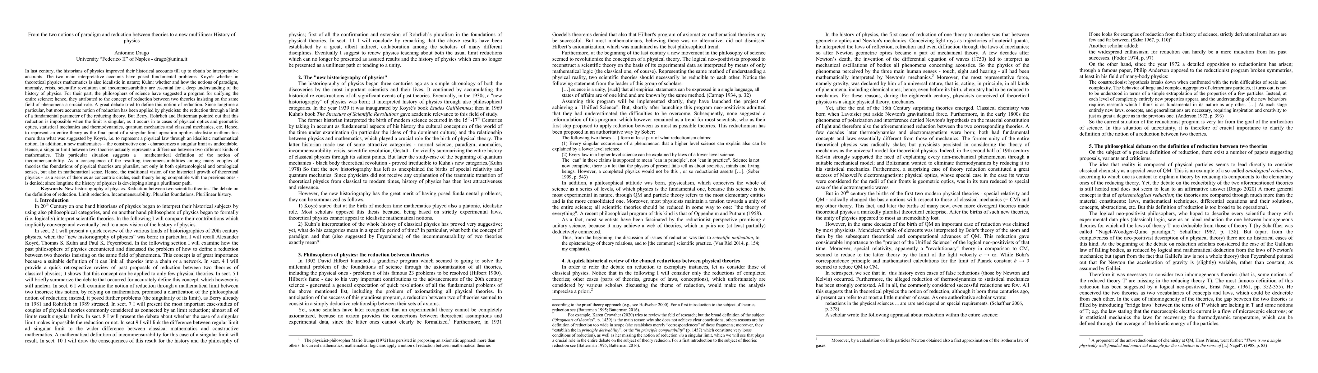 Thumbnail for From the two notions of paradigm and reduction between theories to a new
  multilinear History of physics