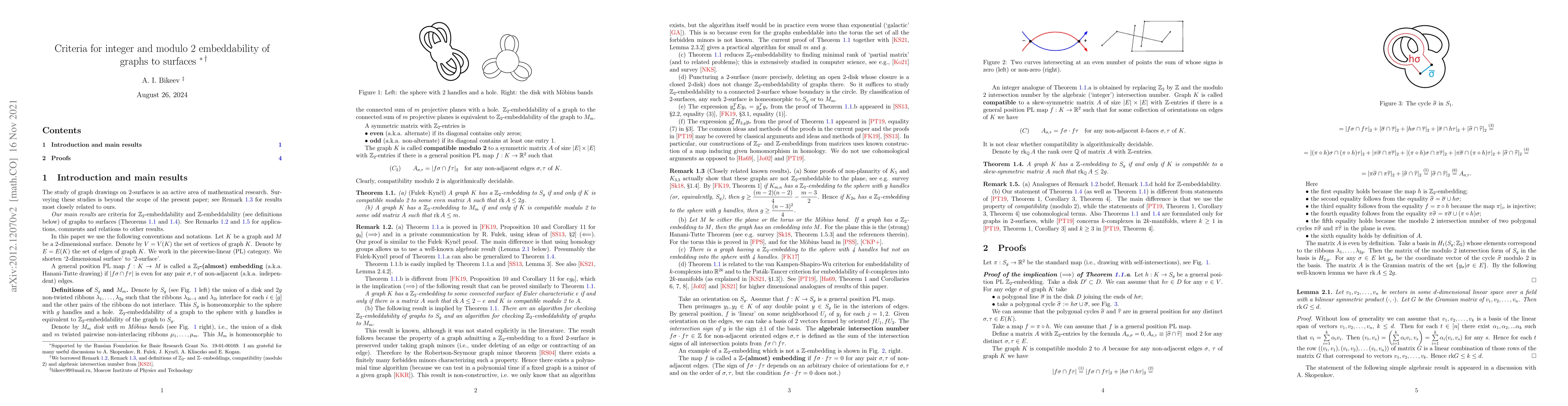 Thumbnail for Criteria for integer and modulo 2 embeddability of graphs to surfaces