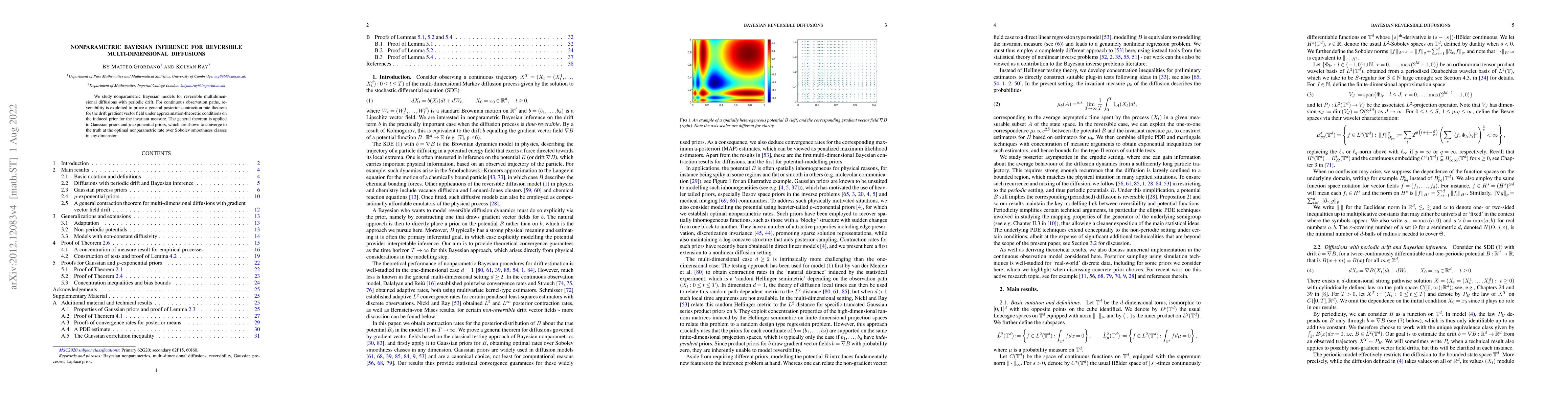 Thumbnail for Nonparametric Bayesian inference for reversible multi-dimensional
  diffusions
