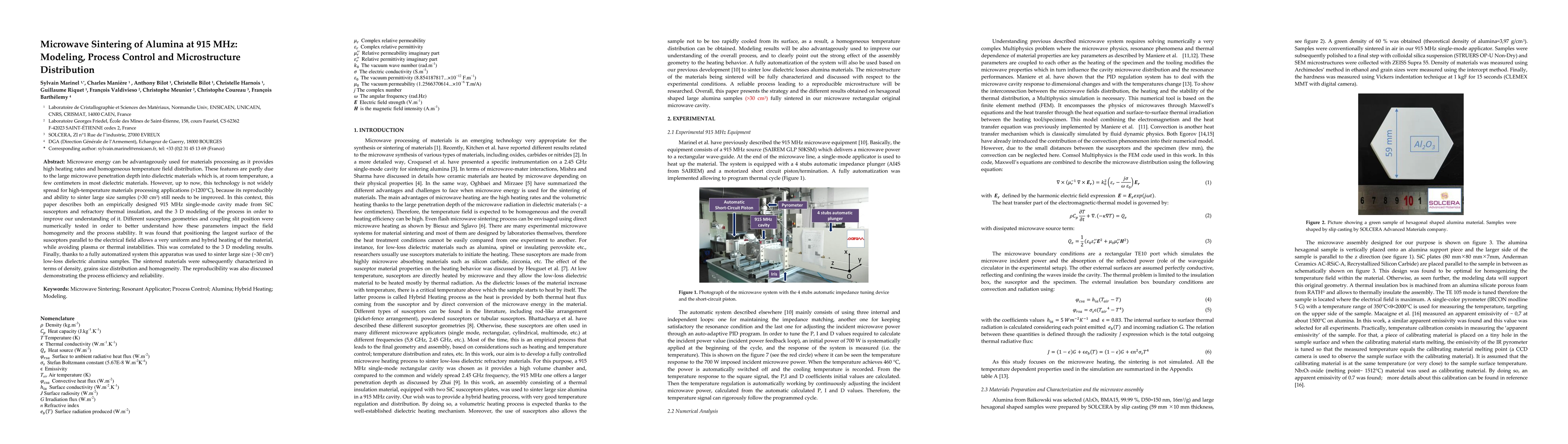Thumbnail for Microwave Sintering of Alumina at 915 MHz: Modeling, Process Control,
  and Microstructure Distribution