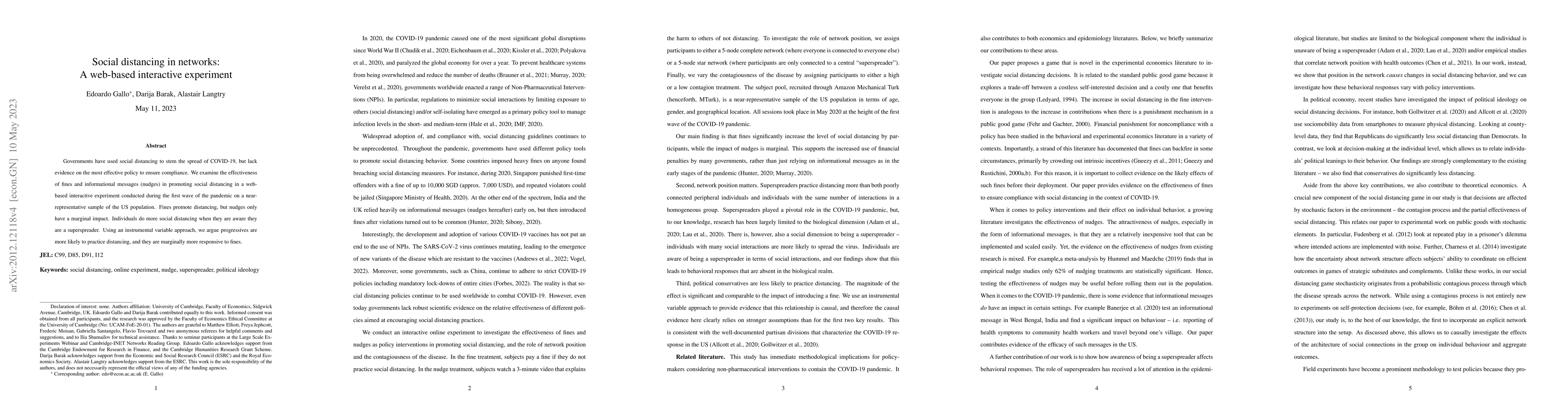 Thumbnail for Social distancing in networks: A web-based interactive experiment