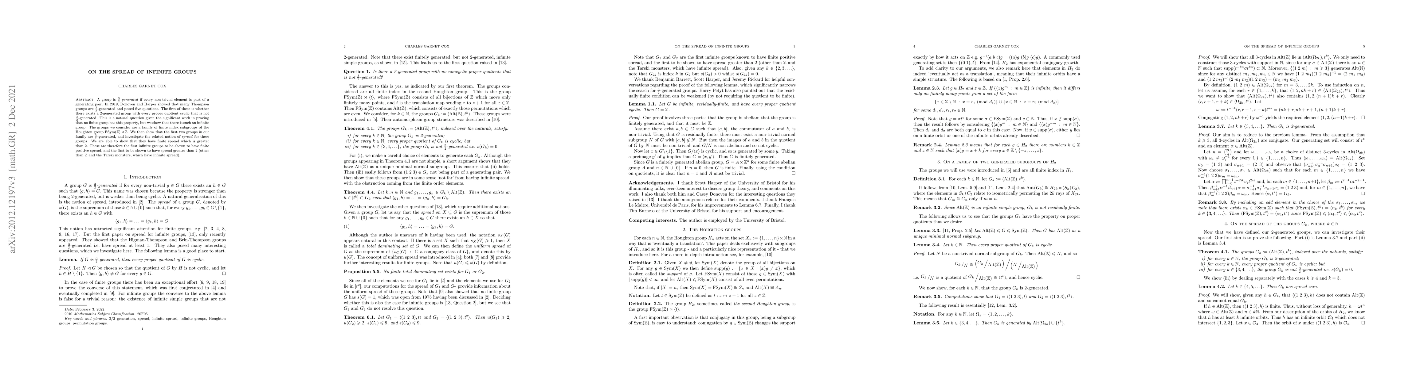 Thumbnail for On the spread of infinite groups