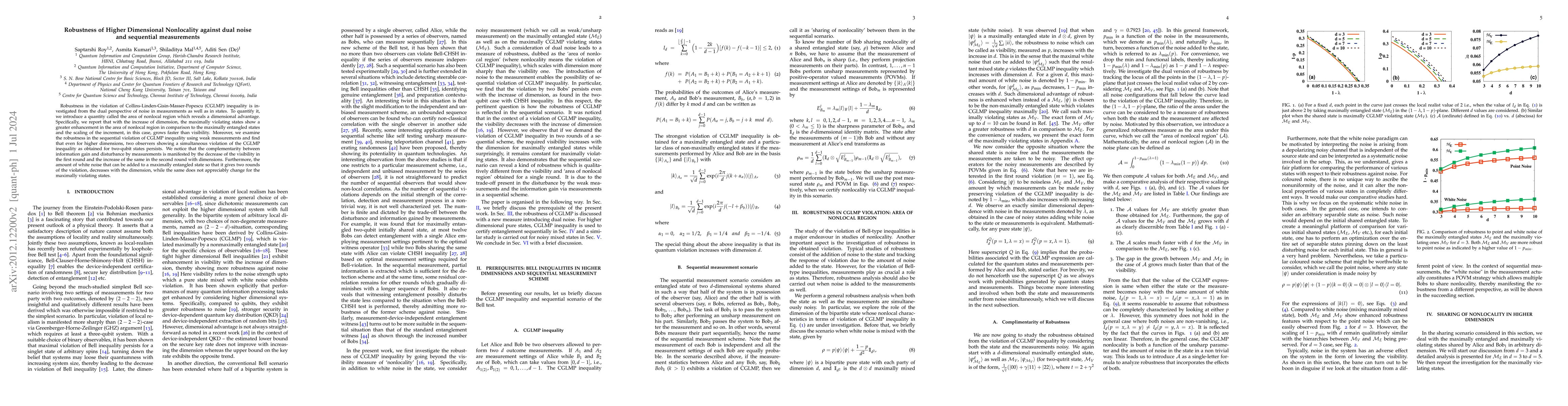 Thumbnail for Robustness of Higher Dimensional Nonlocality against dual noise and
  sequential measurements