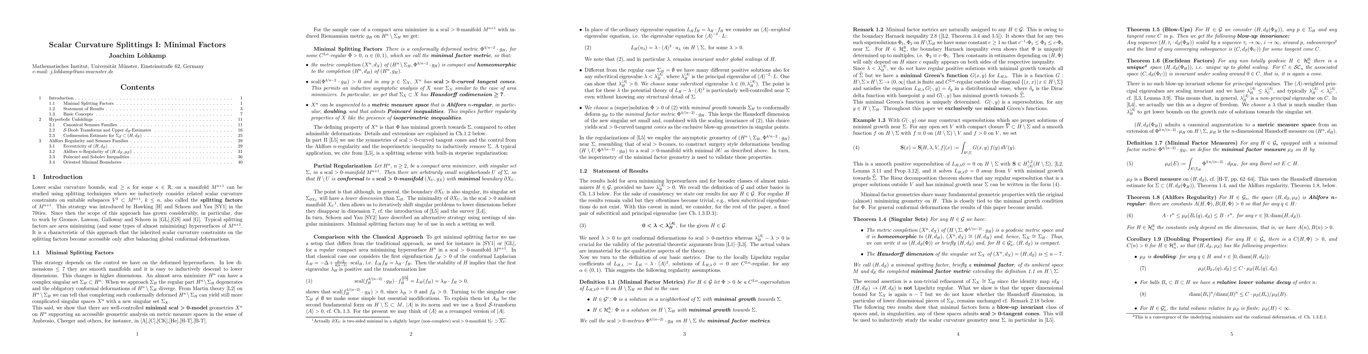 Thumbnail for Scalar Curvature Splittings I: Minimal Factors