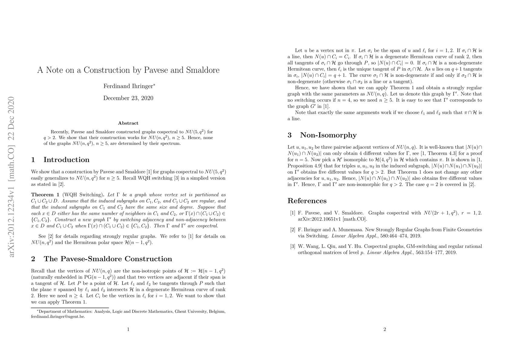 Thumbnail for A Note on a Construction by Pavese and Smaldore
