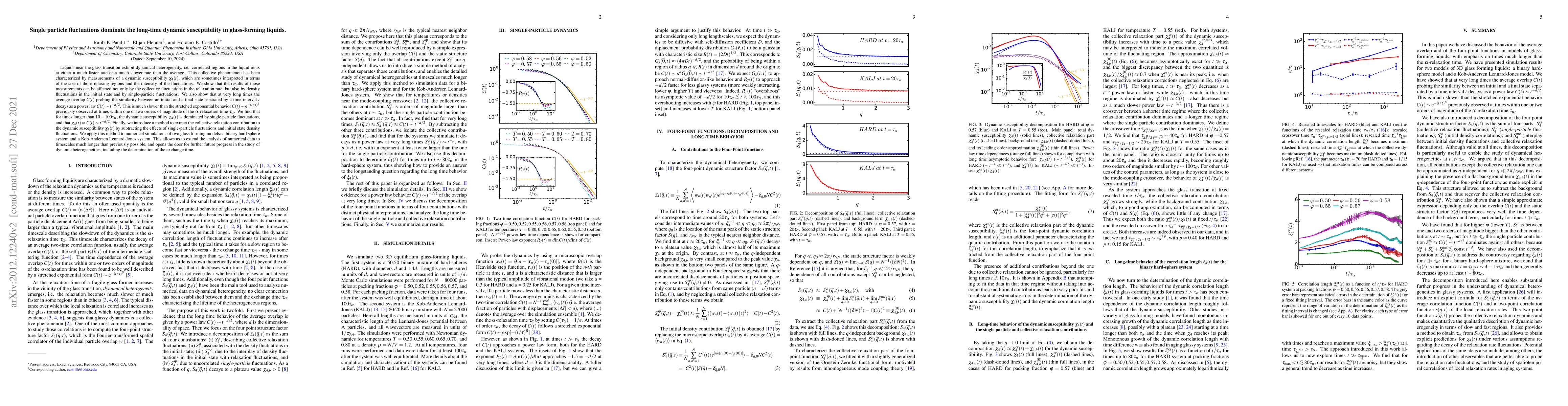 Thumbnail for Single particle fluctuations dominate the long-time dynamic
  susceptibility in glass-forming liquids