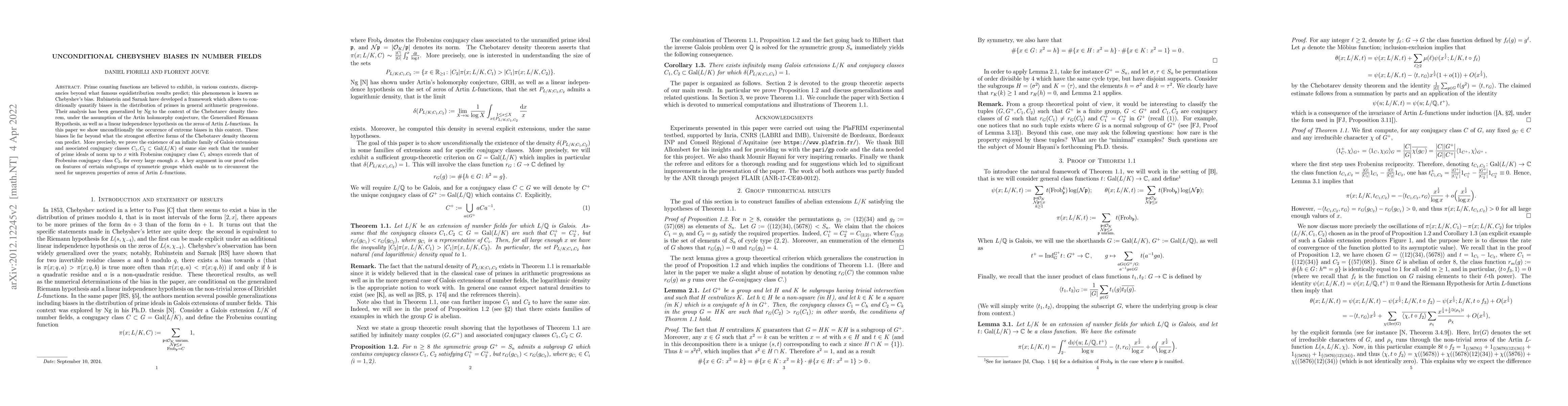 Thumbnail for Unconditional Chebyshev biases in number fields